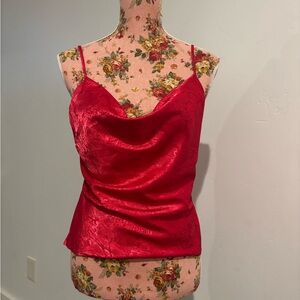 Elegant Red Satin Women's Top